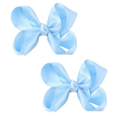 AMYDECOR satin bow sky blue closeup highlighting silky texture and color-rich finish.