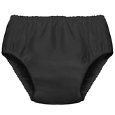 Amylove Swim Diaper Cover black front view showing waterproof protection for pool days