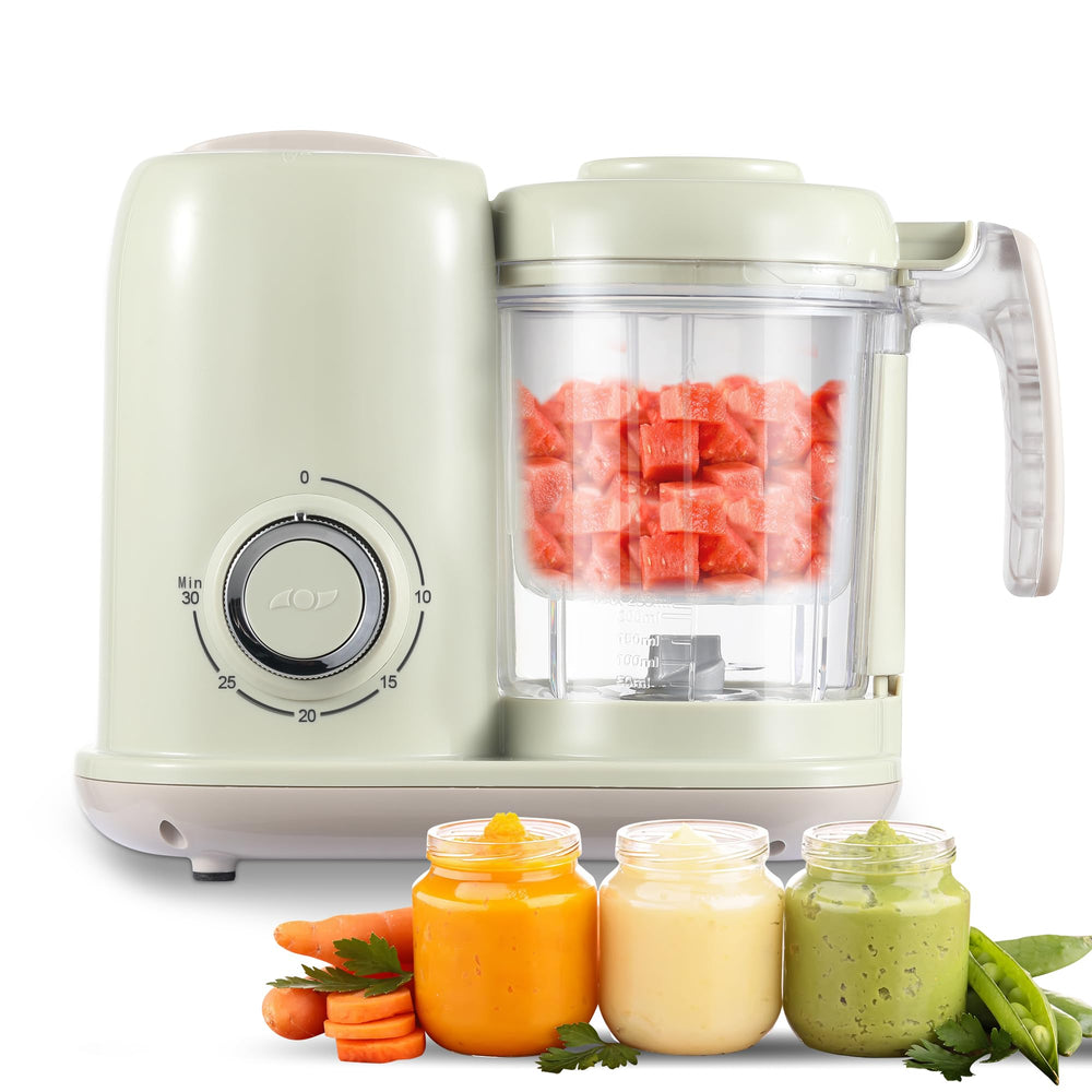 AMZBABYCHEF baby food maker assembled in green for easy homemade meals