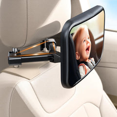 Anatec Baby Car Mirror with a rear-clip design provides stable backseat attachment for smooth rides.