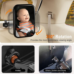 Anatec Baby Car Mirror with shatterproof frame keeps you and baby safer on impact.