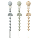 Andy Bear one-piece pacifier clip closeup highlighting durable design for everyday use