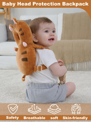 Anfrandce baby head protector backpack tiger adjustable straps ensure snug fit.