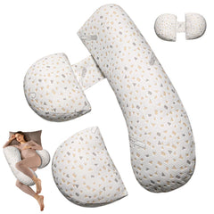 Anfrandce pregnancy pillow on bed scene showing full body support for restful nights