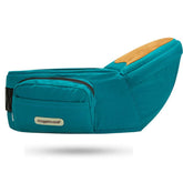 ANGELBB baby hip seat carrier in green, front view highlights ergonomic support for parent comfort.