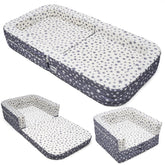 ANGELBECKE Toddler Travel Bed folded for compact travel and storage.