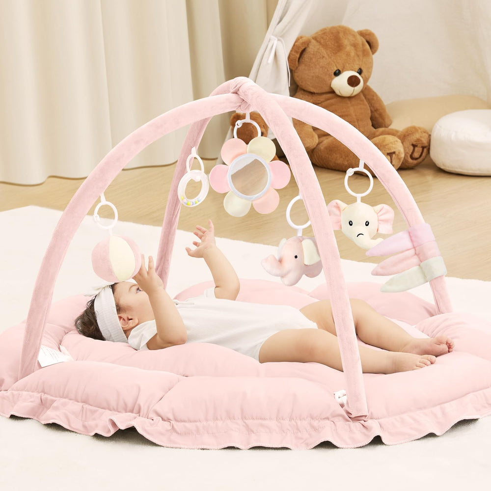angelbliss 5-in-1 baby play gym mat assembly enables quick transitions across modes for caregivers