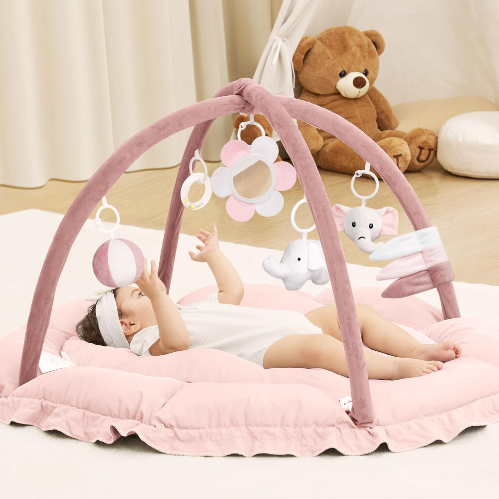 Angelbliss 5in1 baby play gym mat assembled showing spacious tummy time area.
