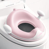 ANGELBLISS Baby Potty Seat pink front view demonstrates secure fit for early toilet training.
