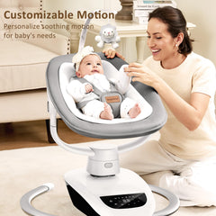 Angelbliss baby swing grey showing customizable motions for calm play