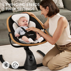 Angelbliss swing 180° rotation enables versatile side-to-side or front-to-back soothing