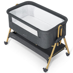 ANGELBLISS bassinet with aluminum frame provides stable bedside sleeper setup for safer co-sleeping.