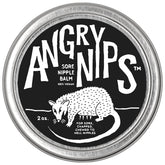 Angry Nips Sore Nipple Balm packaging showcases plant-based comfort for irritated skin.