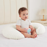 ANHEBEIBEI nursing pillow white front view offers ergonomic feeding support.