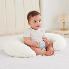 ANHEBEIBEI nursing pillow white front view offers ergonomic feeding support.