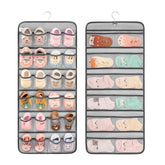 ANIZER dual-sided baby shoes organizer front pockets hold tiny shoes, keeping nursery tidy.