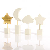 ANJUU moon and stars wooden wall decor displayed on shelf, versatile