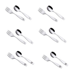 Annova Kids Silverware lion safari design fork offers kid-safe precision for easy self-feeding.