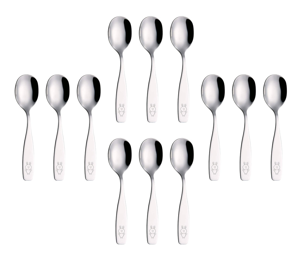 Annova kids silverware 12pc dog bunny engraved design for lunchbox.