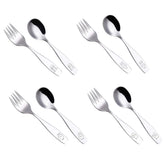 Annova kids silverware set spoons close-up shows durable stainless steel for daily meals.