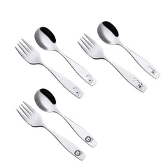 ANNOVA kids fork closeup highlights ergonomic handles for small hands.