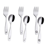 ANNOVA Kids elephant-etched-handle forks aid toddlers with a comfortable grip during meals.