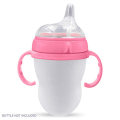Anpei sippy cup pink bundle contents show two spout nipples and two handles for smoother transition