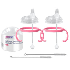 Anpei sippy cup pink unboxing reveals complete transition set for easy bottle-to-cup use