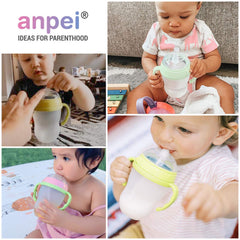 ANPEI straw cup nipple set bottle compatibility demonstrates easy use with Comotomo bottles