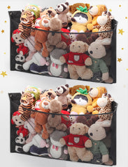 ANROYE 2PCS corner storage mounted on wall with lid keeps plush toys organized.