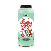 Anti Monkey Butt Baby Powder tub front promotes gentle diaper area protection and moisture control.