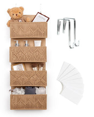 ANTIS'S HOME nursery organizer over the door with brown weave keeps toys handy.