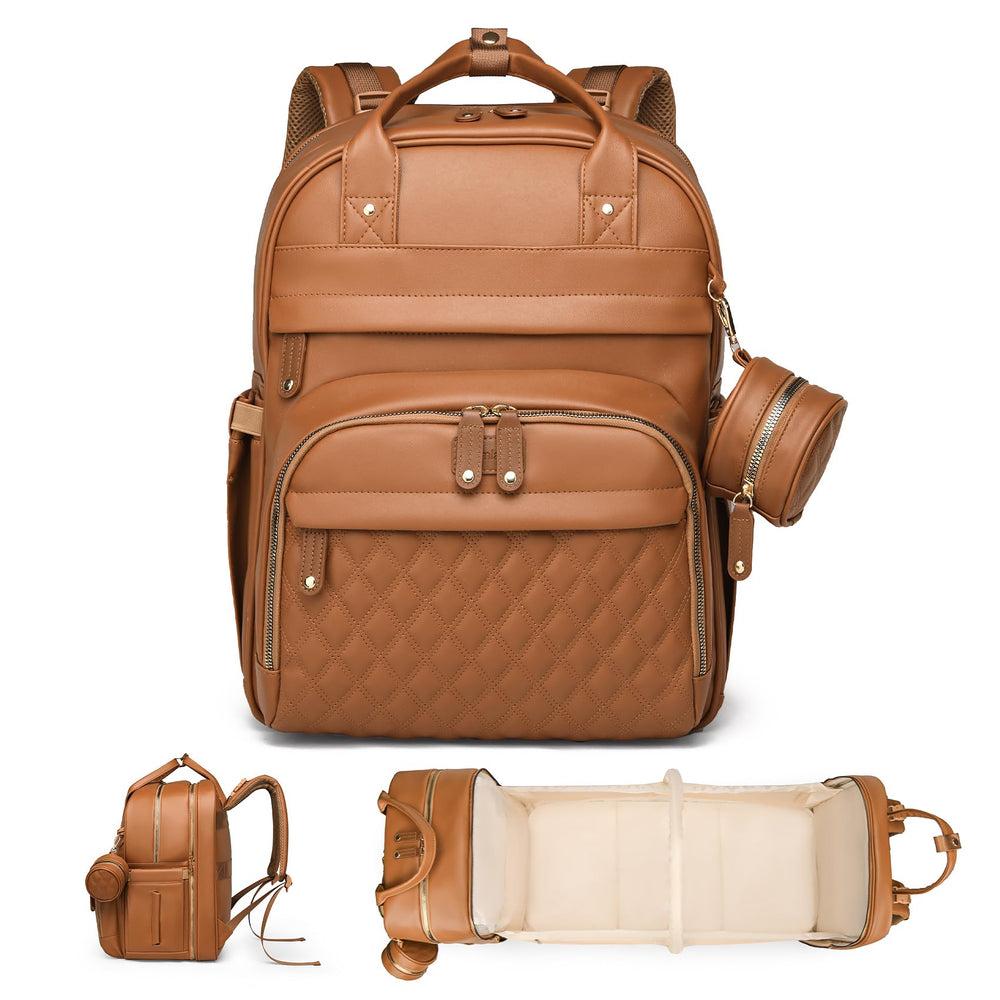 ANWTOTU leather diaper bag backpack brown demonstrates durable everyday reliability for busy parents.