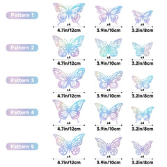 Anwyll Laser Silver 3D butterflies closeup shows realistic wing texture and shine.