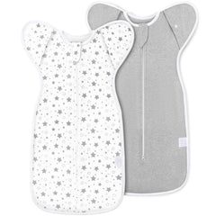 ANYEDDE baby swaddle sleep sack gray stars front view for cozy newborn comfort.