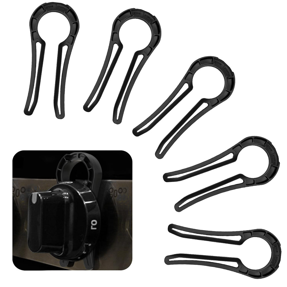 anysun gas stove knob lock pack-5 black secures knobs and reduces toddler access
