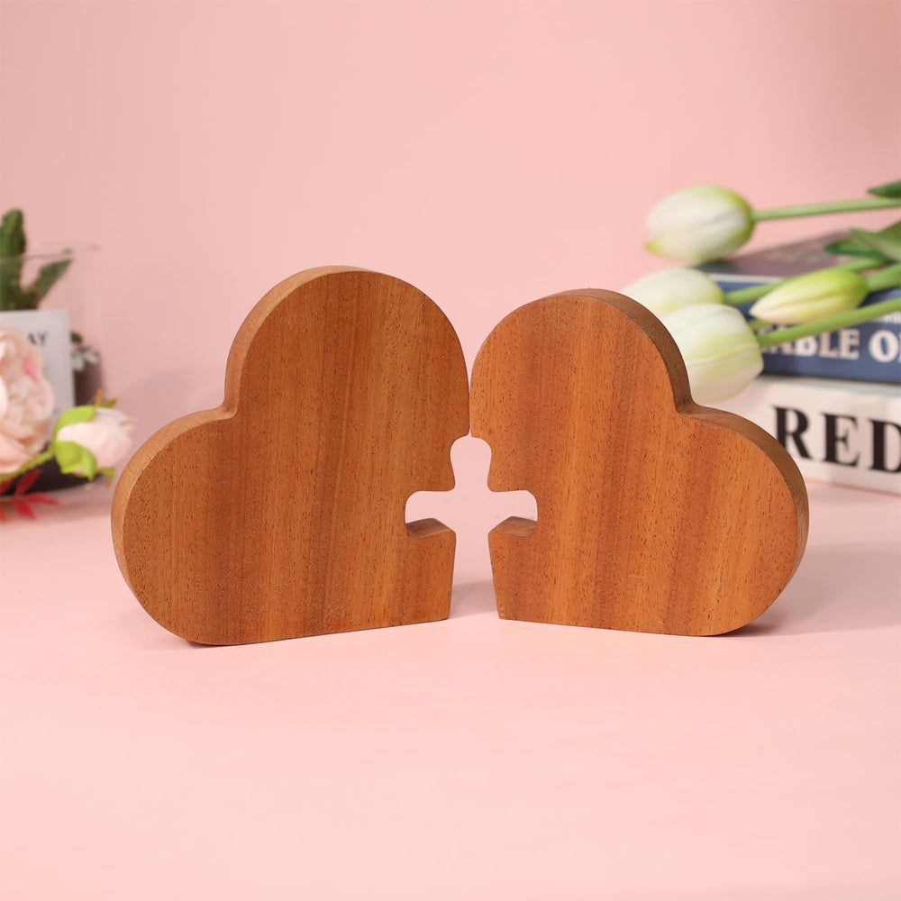 Anywin wooden heart cross pair set creates a timeless couple keepsake centerpiece
