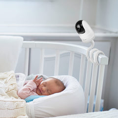 Aobelieve Flexible Mount delivers improved viewing angles over the crib and bassinet.
