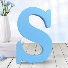 AOCEAN 6-inch blue wood letter front view for wall decor and crafts