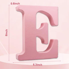 AOCEAN unfinished pink wood letter closeup for DIY painting projects.