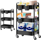 Aofure baby diaper caddy 3-tier cart front view shows organized nursery essentials at a glance.