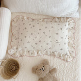 AOJIM cotton muslin pillowcase with floral-crib pattern for gentle sleep