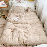 AOJIM Rabbit Muslin Duvet Cover shows soft cotton texture for cozy sleep.