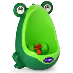 AOMOMO frog potty urinal with spinning target boosts toddler engagement during potty training.