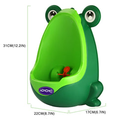 AOMOMO toddler-urinal height adjustment keeps the frog at the perfect height for growing kids.