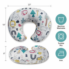 Aphrfamma nursing pillow provides baby head-neck support during feeds for proper alignment.