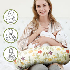 Aphrfamma nursing pillow cotton cover closeup emphasizing machine-washable fabric
