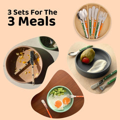 APLAINR kids silverware knives with rounded edges for safe cutting practice.