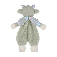 Apricot Lamb Dragon Soft Lovey green baby crib setting demonstrates portable comfort companion