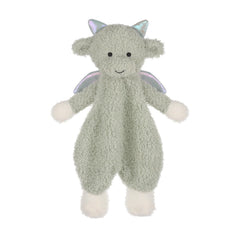 Apricot Lamb Dragon Soft Lovey green closeup emphasizes plush texture for calming baby touch